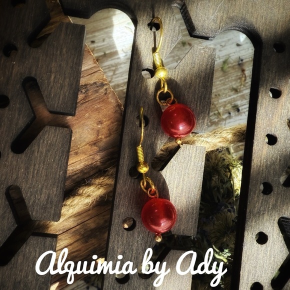 Alquimia Red and Gold Earrings - Picture 1 of 1